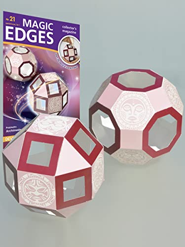 Polyhedra Magic Edges/Archimedean Solids: Rhombocuboctahedron, Rhombotruncated cuboctahedron №21. 3D Paper Model Kit. Geometric Solids - Two semiregular Polyhedrons.