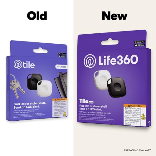 Life360 Tile - Bluetooth Tracker, Keys Finder and Item Locator for Keys, Bags and More. Phone Finder. Both iOS and Android Compatible. 2-Pack (Black/White) by Life360 - Image 2