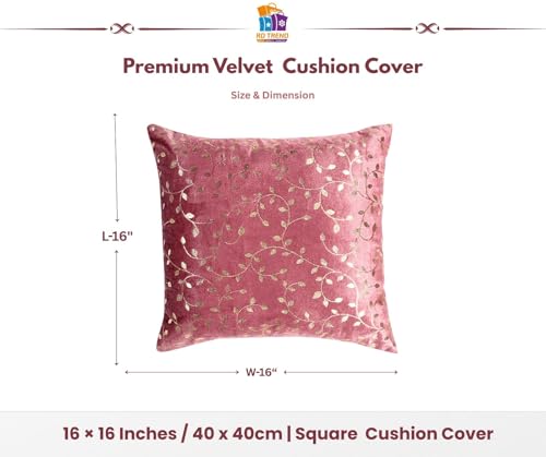 Image of RD TREND Premium Velvet Cushion Covers Set of 5 | Soft Decorative Throw Pillow Covers for Sofa, Bed & Living Room | Cushion Cover 16 inch x 16 inch (40x40 cm) Dusty Rose
