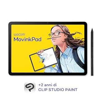 Wacom MovinkPad 11 Tavoletta Grafica, tablet Android 14 (11″) per giovani creativi, con Wacom Pro Pen 3, display nitido, vetro opaco, fotocamere fronte/retro e app creative preinstallate