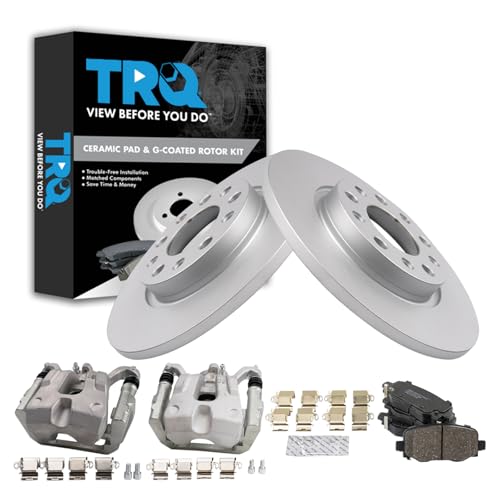 Image of TRQ Rear Brake Pad and Rotor Set Ceramic Solid Rotors Calipers | For 2015-2017 Chrysler 200 2016-2020 Jeep Cherokee