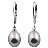 Splendid Pearls 925 Sterling Silver 8mm Genuine Pearls Freshwater Cultured Lever-back Dangling...