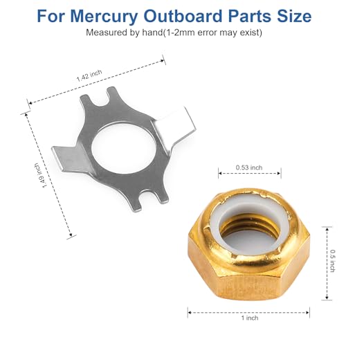 Image of 18-3702 Marine Prop Nut Kits for Mercury Prop Nut Kit 35-70 HP Outboard Motor, Outboard Propeller Nuts Fit for Mercury Engines 11-69578A1,11-69578T1,11-69578Q, Nuts with 2 Lock Washers for Boat Parts