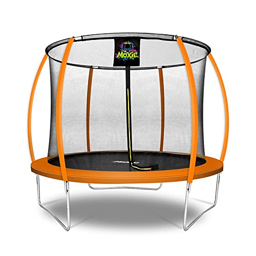 Machrus Moxie Trampoline 6FT 8FT 10FT 12FT 14FT 15FT 16FT, Recreational Trampolines for Kids and Adults- Outdoor Trampoline with Enclosure Net, Flex Fiber-Glass Rod & Curved Poles- ASTM Approved -  MXSF03-10-OR