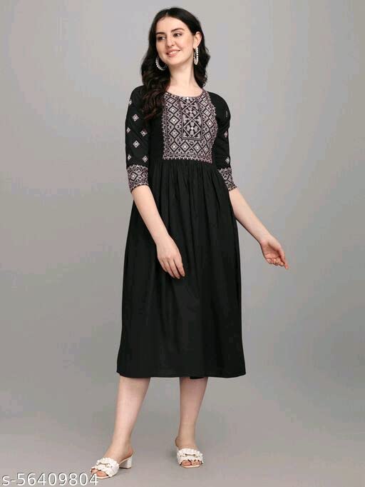 Image of Shreeji Garment Anarkali Kurti for Stylish Women /Designer Rayon Embroidered Women Kurta