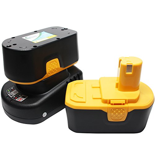2-Pack Replacement Ryobi 18v Battery (1300mAh,NICD) + Universal Charger for Ryobi Power Tool Battery and Charger - Compatible with Ryobi P501, Ryobi P100, Ryobi P3200, Ryobi P230, Ryobi P300