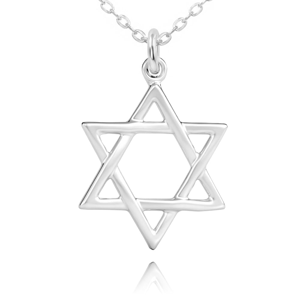 Passo Collar plata mujer con Estrella de David en plata de ley 925 - Colgante de 20mm y cadena de 45cm - Se envía en una caja de regalo