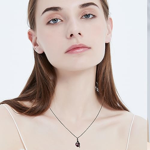 Skull Necklace 925 Sterling Silver Skeleton Skull Hand Pendant Necklace with Heart Crystal Gothic Punk Skeleton Jewelry Gifts for Women Christmas Halloween Birthday3