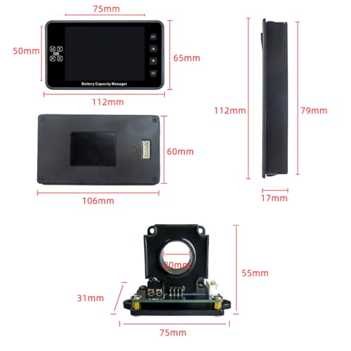 Laroal VA9110 3,5-Zoll-Batteriemonitor, Batteriekapazitätsmanager, LCD-Digitalanzeige, Coulomb-Meter für Wohnmobile (8–120 V/0–200 A)