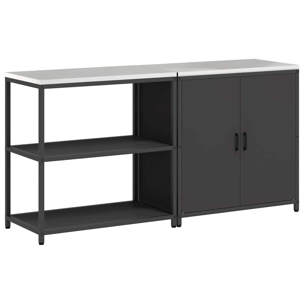 Mobilier de cuisine en acier de qualité supérieure avec portes au design épuré noir mat