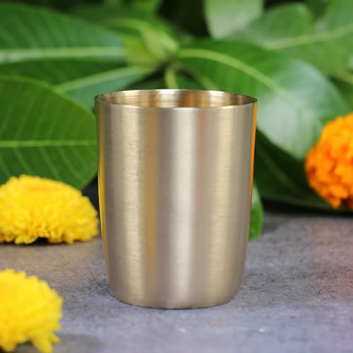 Image of Ambi Home Pure Kansa Small Traditional Ayurvedic Juice Glass | Kids 160ml | Kansa Glass Drinkware, Serveware for Lassi, Milk, and Water