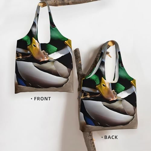 (Mallard Duck) Large Tote Shoulder Bag Fashion Canvas Handbag Reusable Shopping Bag Travel Bag For Women3