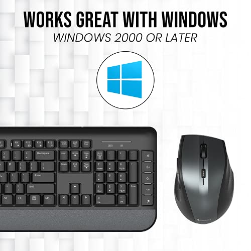 Image of Coconut WKM17 Marvel Wireless Keyboard and Mouse Combo for Windows, 2.4Ghz Wireless Range 6-10M, Full Sized Keyboard with 10 Multimedia Keys Palm Rest, 6 Button Mouse DPI Upto 1600, PC /Laptop
