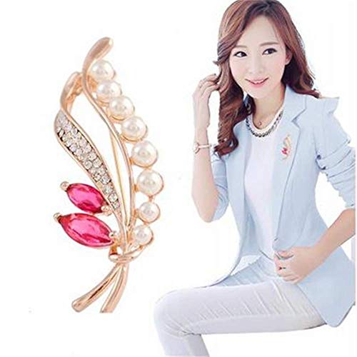 Image of Crystal Pearl Flower Brooches Pins Fashion Beautiful Created Rhinestone Floral Brooch Good Idea for Party Dance Wedding Banquet for Elegant Women Girl