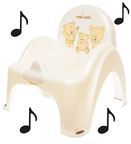 Pot de toilette musical pour bébé enfant fauteuil chaise couleur blanc perle avec thème Ours