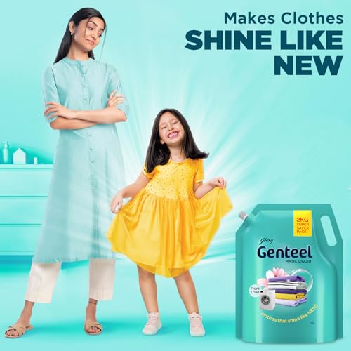 Image of Genteel Matic Liquid Detergent Refill Pouch for Front load Washing - 2kg | No Soda Formula | with Added Fabric Conditioner