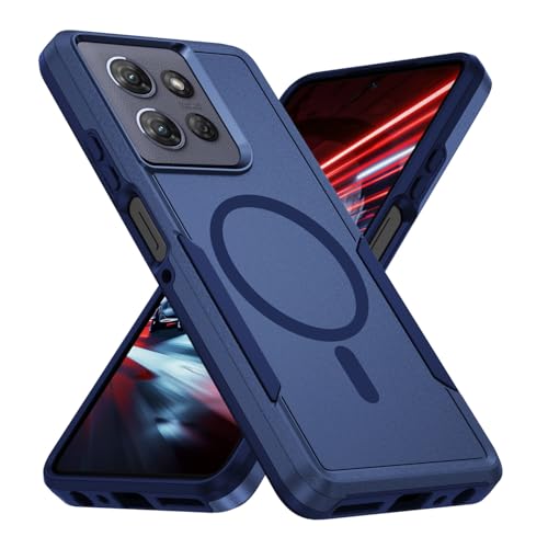 Teayoha Moto G Power 2025 �P�[�X/Moto G Play 2025 �P�[�X�A[Magsafe�Ή�] [�~���^���[�O���[�h�̗��������ς�] �ϏՌ����C�^�t���ȕی�t�H���P�[�X-6.8�C���`(�u���[)