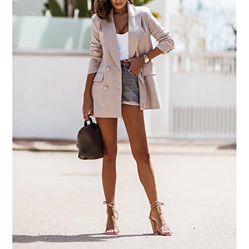 Blazer Casual Feminino Blazer De Trespassado Com Manga Comprida Blazer Sonos De Terno Para