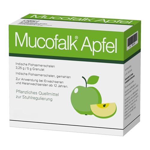 Mucofalk Apfel hochwertige Flohsamenschalen Arzneimittel bei Darmbeschwerden wie z.B. chronischer Verstopfung oder unterstützend bei Durchfall praktische Portionsbeutel Apfelgeschmack 20 St