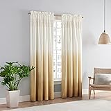 VUE Arashi Modern Boho Decorative Ombre Rod Pocket Window Curtain for Living Room (1 Panel), 52 in x 95 in, Gold