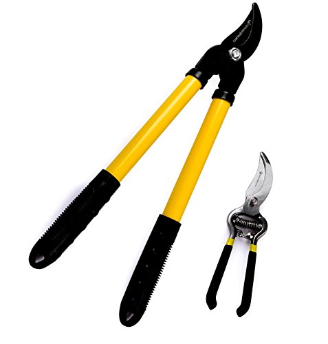 Planted Perfect Pro Bypass Sharp Steel Garden Lopper and Scissor Pruners Tool Set with Garden eBook