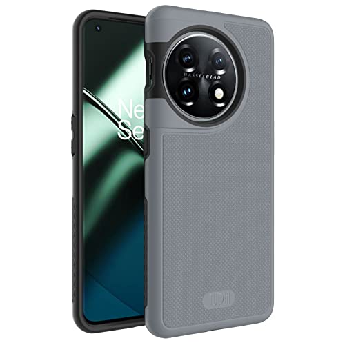 DualShield Grip Designed for OnePlus 11 Case 5G (2023), [MergeGrip] Dual Layer Shockproof Slim Military Grade Non-Slip Tough Heavy Duty Protective Phone Case Cover - Gray