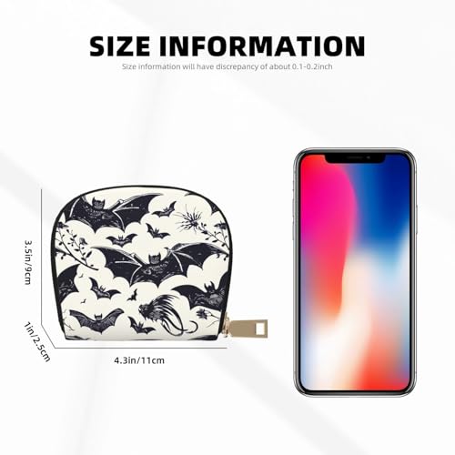 Bat Pattern Printed Credit Card Wallet for Women Men Cute Zipper Card Cases Holder Mini Coin Purse with 12 Card Slots3