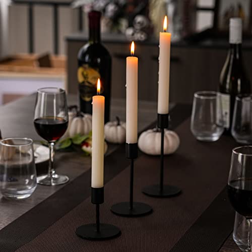 Smtyle Short Black Candle Holders For Taper Candles Set Of 3 With Iron-0.8" Diameter Candlestick Ideal For Centerpiece #TOP3