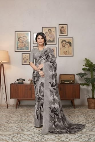 Image of Yashika Women's Georgette Printed Saree with Blouse Piece for Traditional Ethinic Wear Sari