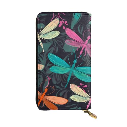 Cute Dragonfly Wallet For Women Men Clutch Rfid Blocking Leather Wallets Large Capacity Purse Credit Card Holder Money Case With Zipper Phone Holder Long Travel Purse