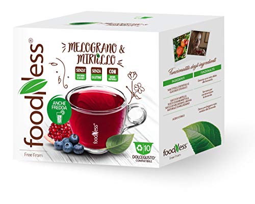 FoodNess - 50 Capsula + 10 omaggio Tisana Mirtillo e Melograno compatibile Dolce Gusto bevanda senza glutine dal gusto aspro ed acidulo