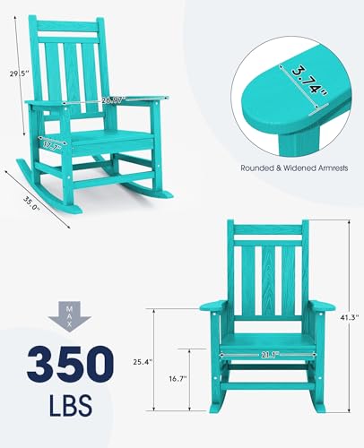 Image of KINGYES Oversized Outdoor Rocking Chair Set of 2, HDPE Patio Rockers, Aruba