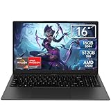 16" Laptop Computer Ryzen 3 3250U(2C/4T, 2.6-3.5GHz), 16GB RAM 512GB PCIe SSD Laptop, Win11 Pro Traditional Laptops with FHD Screen, 1MP Webcam, Backlit Keyboard, Fingerprint Unlock, Type-C