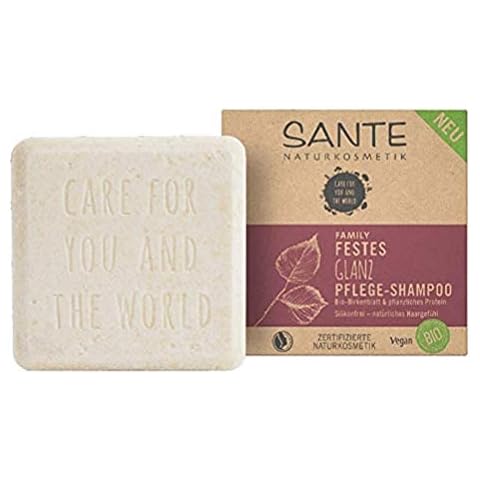 SANTE Naturkosmetik Solid shampoo for dull and normal hair, vegan formula with organic birch leaf and vegetable protein, solid shine care shampoo, 1 x 60 g Cover
