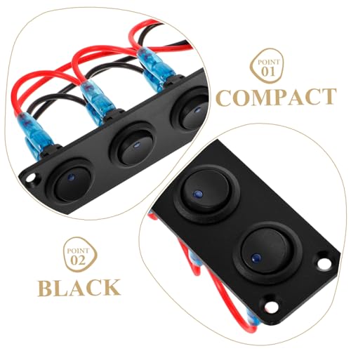 Panneau de Commande à Bascule 6 Positions Étanche Aluminium Noir Éclairage Led - 3
