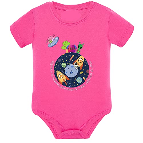 Body bébé manches courtes doux en coton rose vif pour des câlins confortables