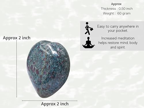 Image of Crystal Heaven Certified Ruby Kyanite Heart Palm Pebbles Stones For Anxiety Stress Relief Massage - Aaa Grade Original Healing Gemstone Agate Heart Palm Stone For Yoga Meditation Spiritual