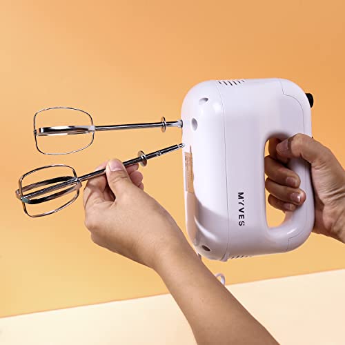 MYVES Hand Mixer Boasts a Powerful motor, 5 Speeds, Durable Stainless Steel Design, Fashion White Color and User-Friendliness, 5 Attachments, Ideal For both Chefs and Beginners - Image 7