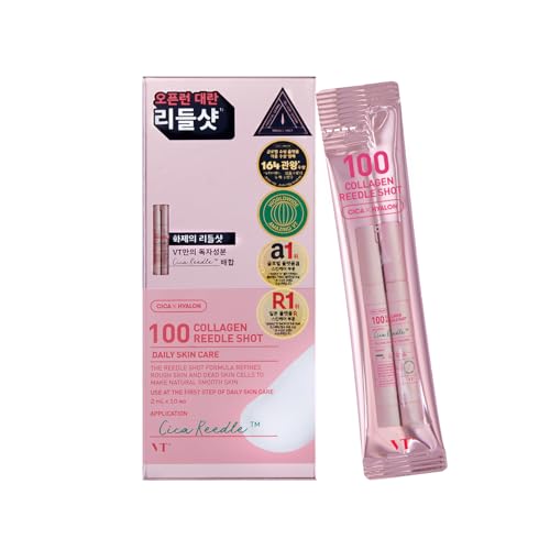 VT COSMETICS Collagen Reedle Shot 100 Stick (10EA) - Kollagen Gesichtsserum mit natĂĽrlichen Mikronadeln und Centella Asiatica | Feuchtigkeitsspendend, Straffend, Beruhigend | Einzeldosis-Stick 2 ml Ă—