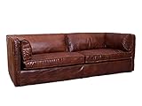Struttura in legno massiccio Vintage-Line Clubsofa Ontario - Divano a 3 posti, in vera pelle