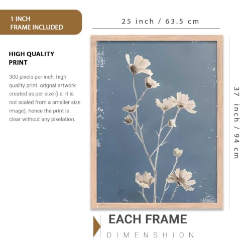 Image of kotart Floral Art Home Decoration For Wall Decor | Aesthetic Paintings With Frame For Living Room Bed Room Hotel Wall Decor Digital Reprint Set of 3 (35x37 Inch)