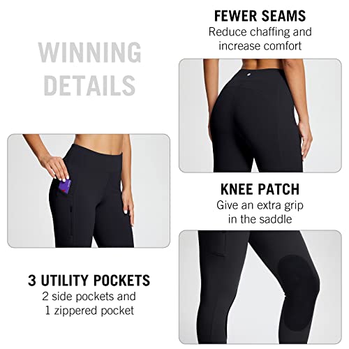 Baleaf Womens Winter Riding Breeches Fleece Horse Riding Pants Equestrian Knee-Patch Horseback Tights Zipper Pockets Leggings Black S #TOP3
