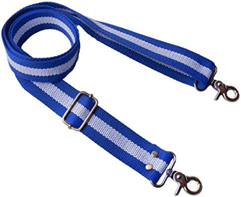 Wento 1pcs 31''-57'' Adjustable Webbing Shoulder Cross Bag Strap,Band Width 1.5'',Replacement Cross Body Purse Straps,Canvas Adjustable Purses Straps WTD35 (Blue-White)