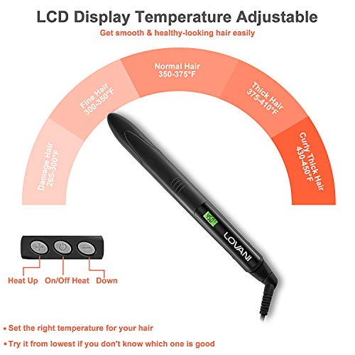 image for Titanium Flat Iron Dual Voltage Auto Shut Off Hair Straightener,LOVANI