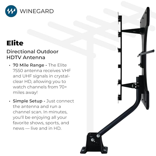 Image of Winegard Elite 7550 Outdoor HDTV Antenna - Embedded Ultra-Low Noise Amplifier - 70+ Mile VHF /UHF Range - Wide Beam - Clear Circuit Technology - NextGen TV Compatible - with Outdoor Mount
