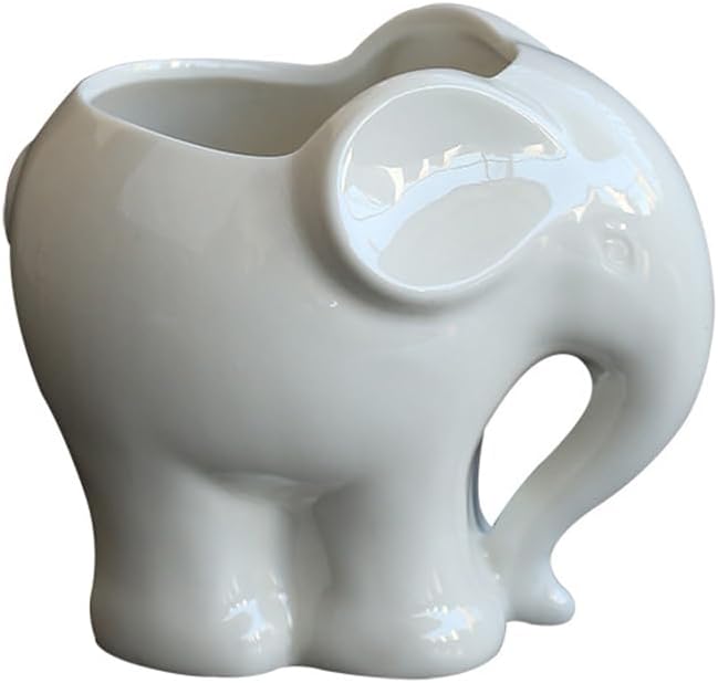 MaoYaMao Elephant Shaped Small Kitchen Utensil Holder for Countertop Ceramic Utensil