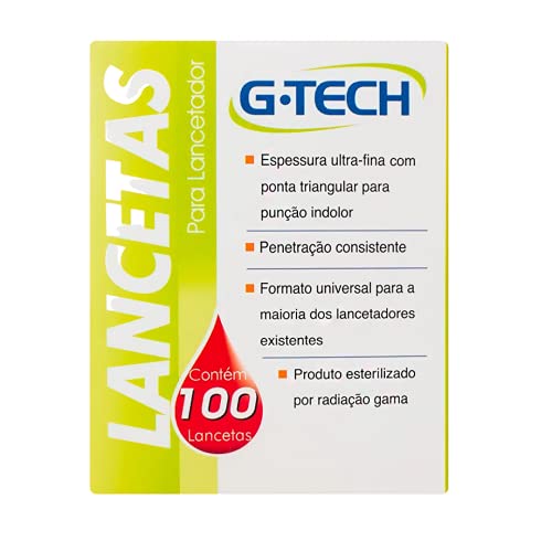50 Fita Glicose Gtech Free Tira Glicemia Smart + 100 Lanceta