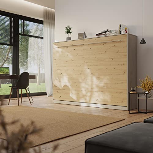 SMARTBett Schrankbett Standard 90x200 120x200 140x200 160x200 Bettschrank Wandbett Beton/Wildeiche 140 Horizontal – Bild 4