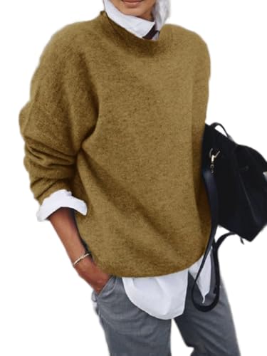 Women's Casual Shirt Collar 2 in 1 Style Pullover Crewneck Tops Fake Two Piece Solid Color Long Sleeve Sweater