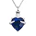 September Birthstone Blue Crystal Heart Cremation URN Necklace for Ashes Memorial Keepsake Pendant